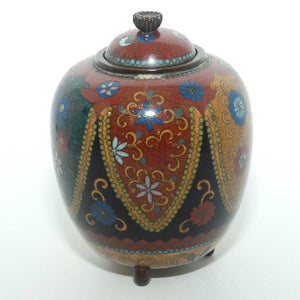 Fine Quality Cloisonne Enamel on Bronze lidded jar | Butterflies and Flowers