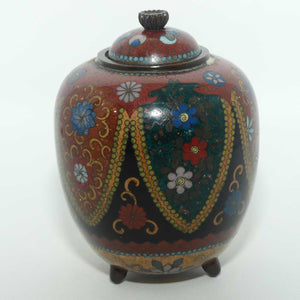 Fine Quality Cloisonne Enamel on Bronze lidded jar | Butterflies and Flowers