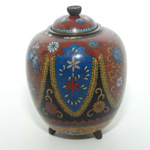 Fine Quality Cloisonne Enamel on Bronze lidded jar | Butterflies and Flowers