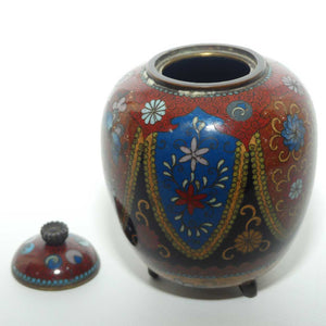 Fine Quality Cloisonne Enamel on Bronze lidded jar | Butterflies and Flowers