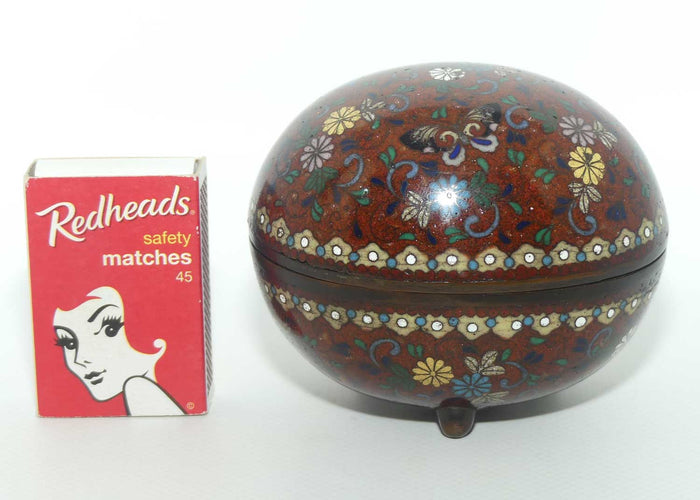 Fine Quality Cloisonne Enamel on Bronze egg trinket | Butterflies and Flowers