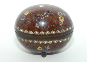 Fine Quality Cloisonne Enamel on Bronze egg trinket | Butterflies and Flowers