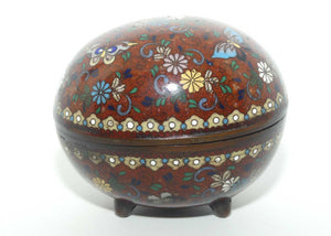 Fine Quality Cloisonne Enamel on Bronze egg trinket | Butterflies and Flowers