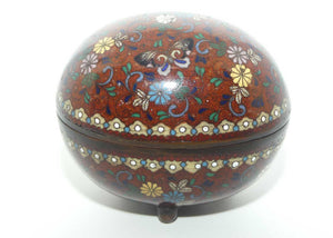 Fine Quality Cloisonne Enamel on Bronze egg trinket | Butterflies and Flowers