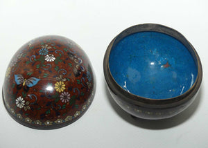 Fine Quality Cloisonne Enamel on Bronze egg trinket | Butterflies and Flowers