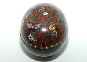 Fine Quality Cloisonne Enamel on Bronze egg trinket | Butterflies and Flowers