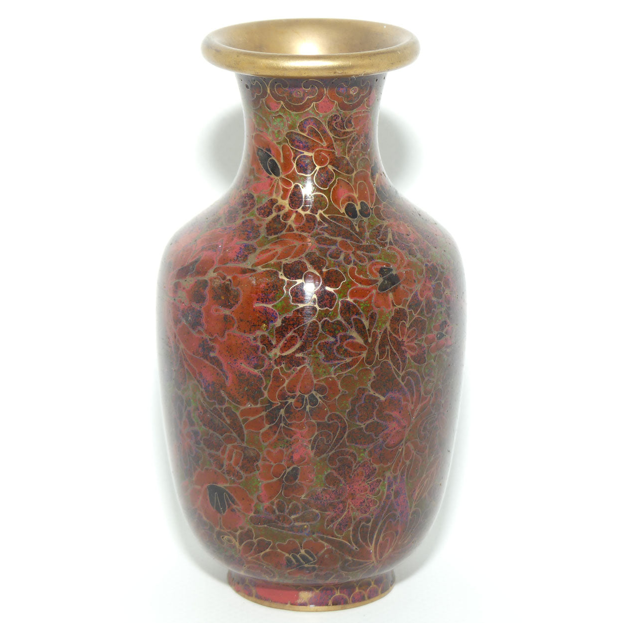 Mid Century Cloisonne Vase | Small | Iron Red