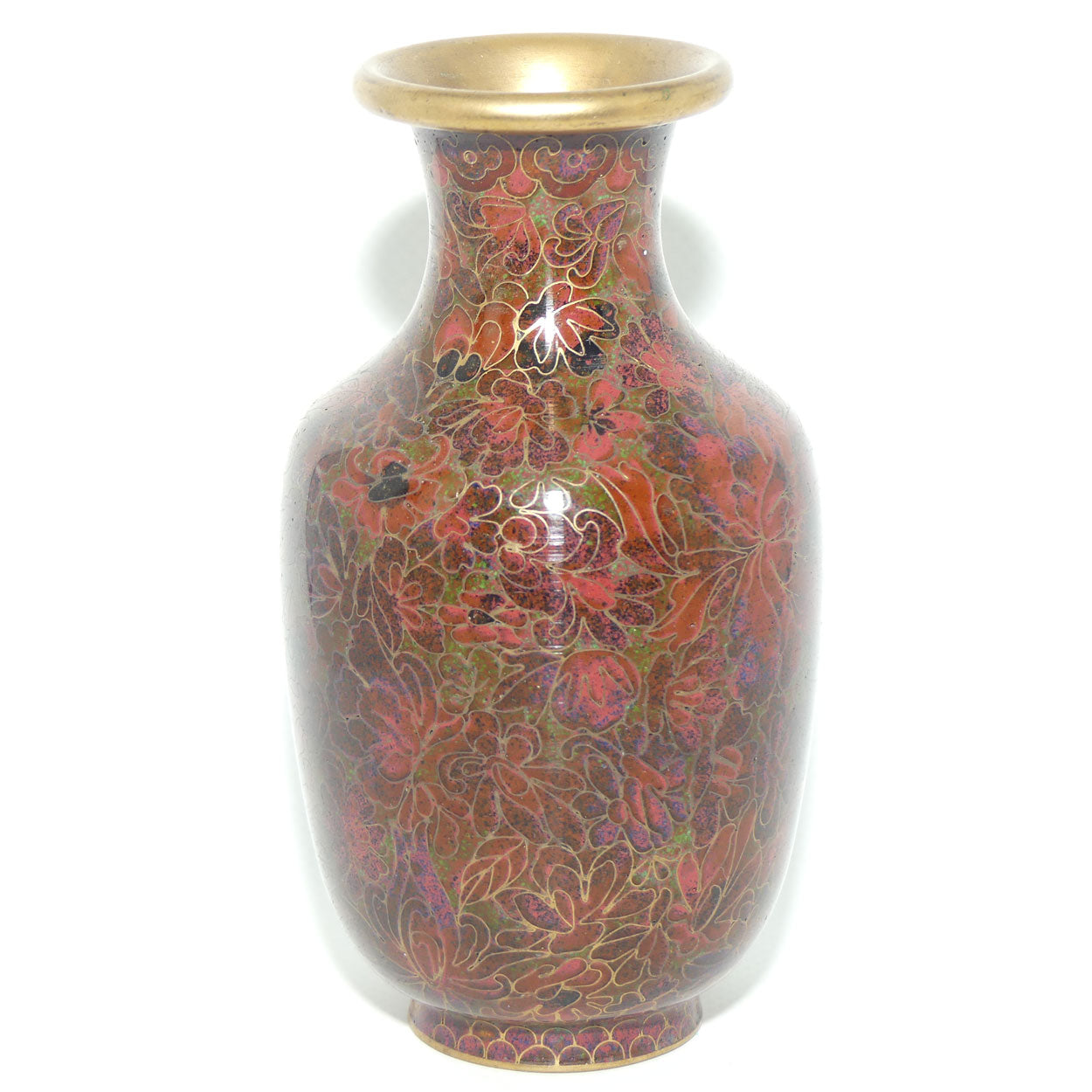 Mid Century Cloisonne Vase | Small | Iron Red