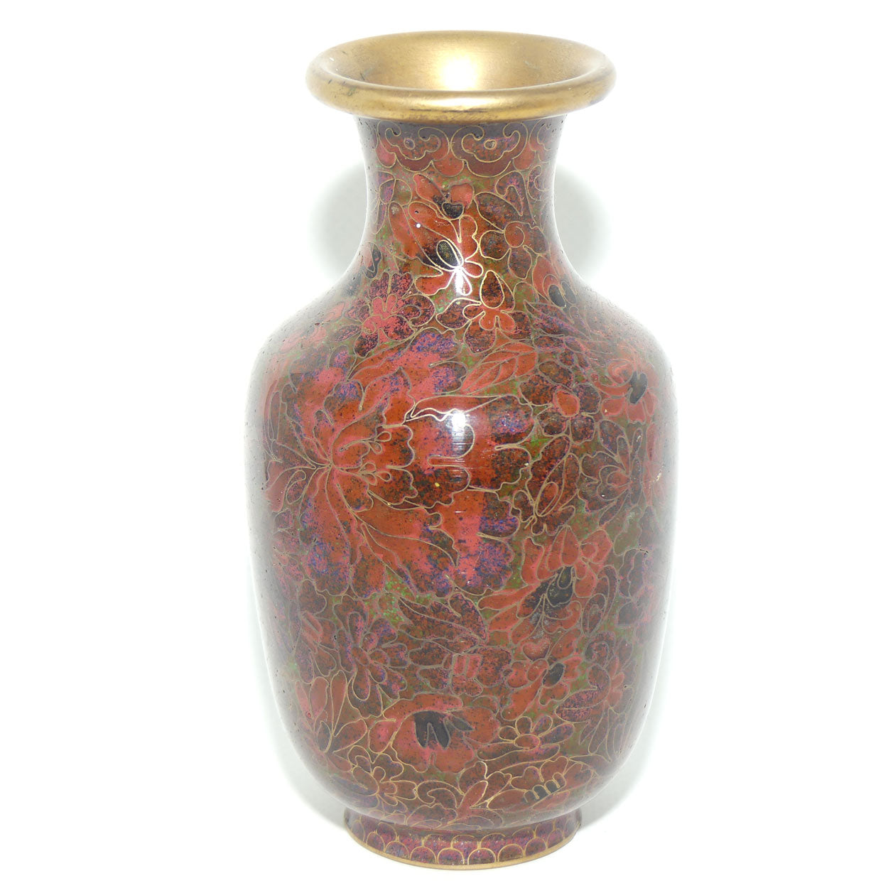 Mid Century Cloisonne Vase | Small | Iron Red