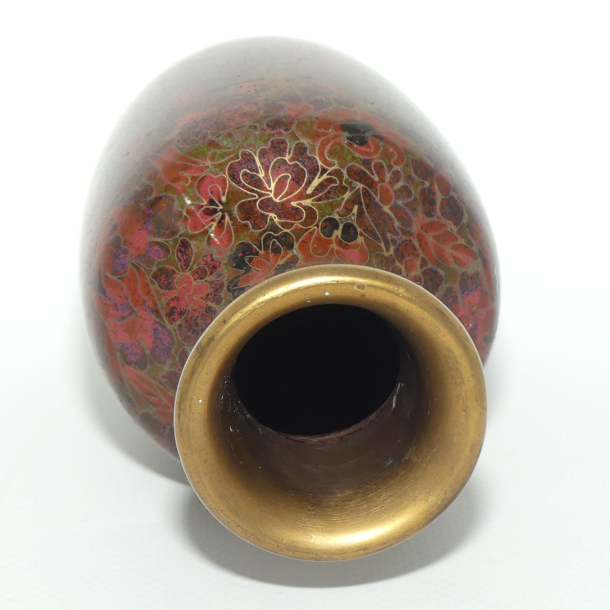 Mid Century Cloisonne Vase | Small | Iron Red