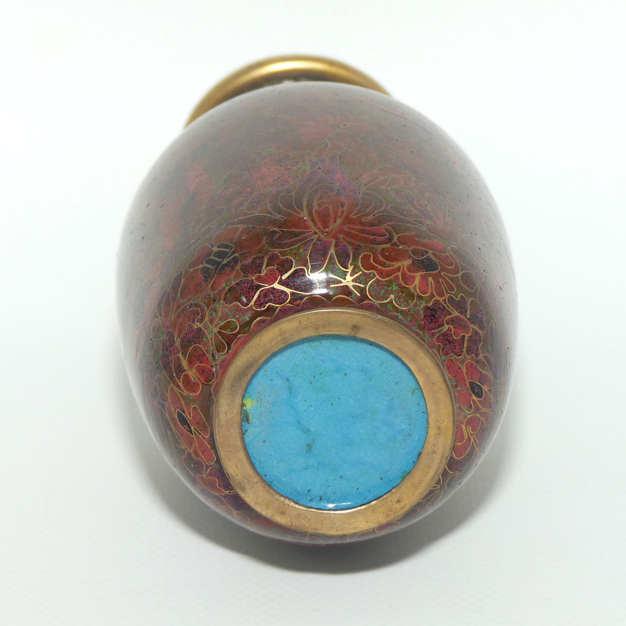 Mid Century Cloisonne Vase | Small | Iron Red