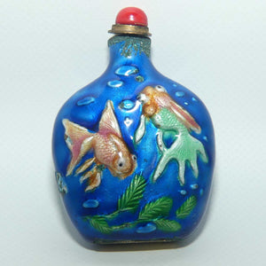 Enamelled on Brass Figural Gold Fish snuff bottle