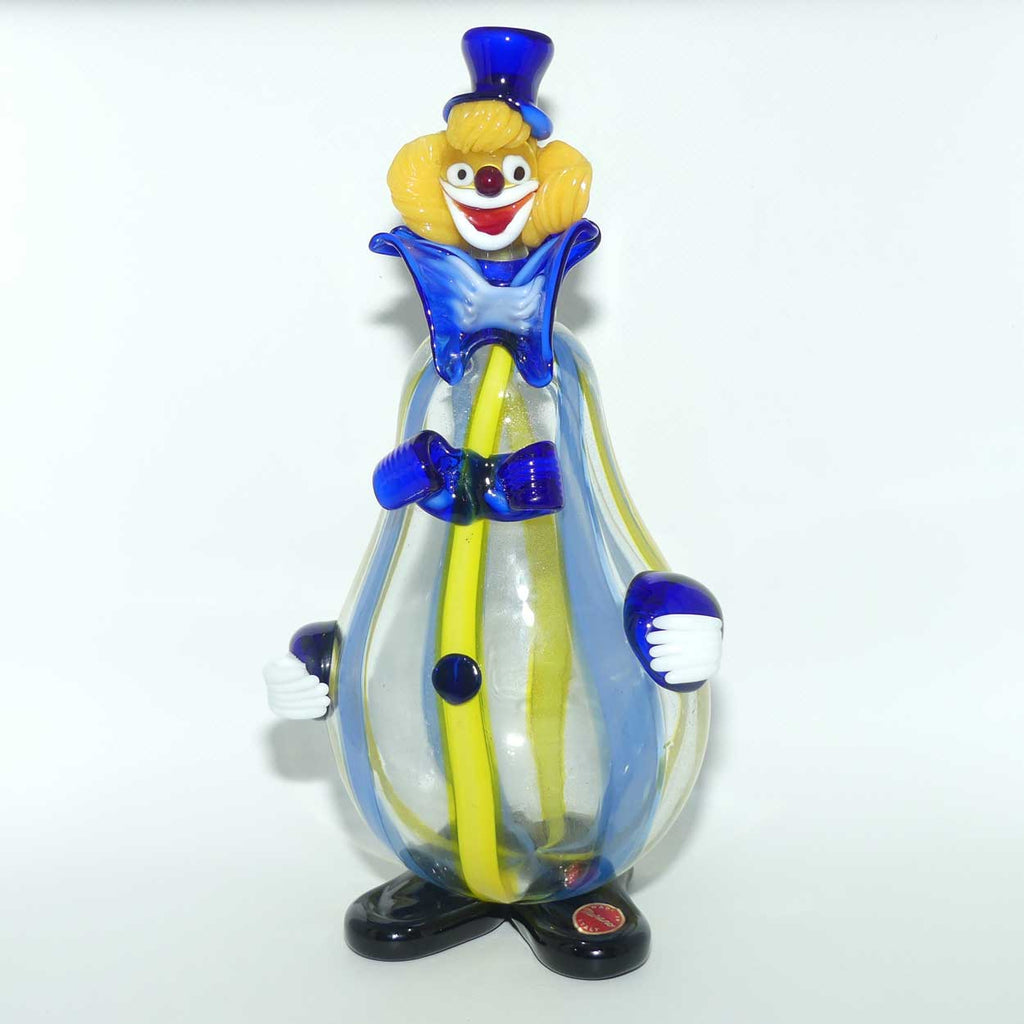 Murano Glass Clown figure | Blue Hat and Bow Tie