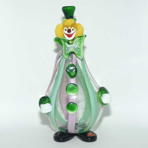 Murano Glass Clown figure | Green Hat, Buttons and Bow Tie