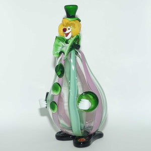 Murano Glass Clown figure | Green Hat, Buttons and Bow Tie