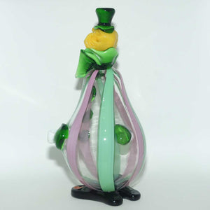 Murano Glass Clown figure | Green Hat, Buttons and Bow Tie