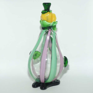 Murano Glass Clown figure | Green Hat, Buttons and Bow Tie