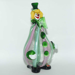 Murano Glass Clown figure | Green Hat, Buttons and Bow Tie