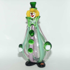 Murano Glass Clown figure | Green Hat, Buttons and Bow Tie