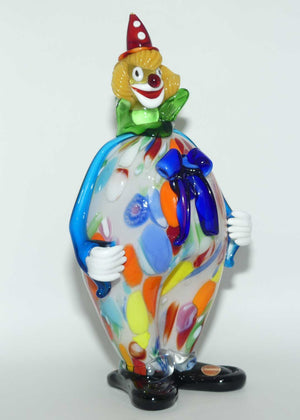 Murano Glass Clown figure | Red Hat, Green Bow Tie, Multicoloured Body
