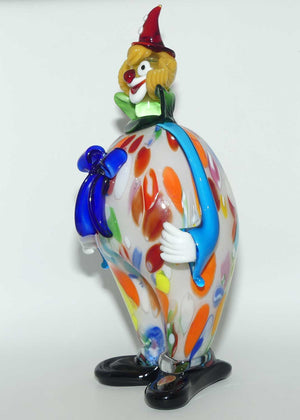 Murano Glass Clown figure | Red Hat, Green Bow Tie, Multicoloured Body
