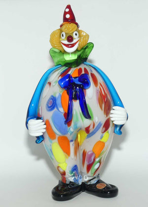 Murano Glass Clown figure | Red Hat, Green Bow Tie, Multicoloured Body
