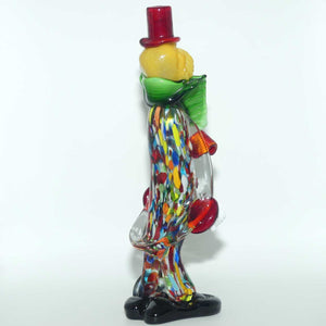 Murano Glass Clown figure | Red Hat, Green Bow Tie, Holding Ball