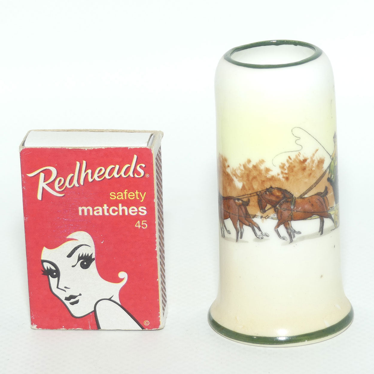 Royal Doulton Coaching Days miniature vase E3804 | Cylindrical shape with Flared Base | #1