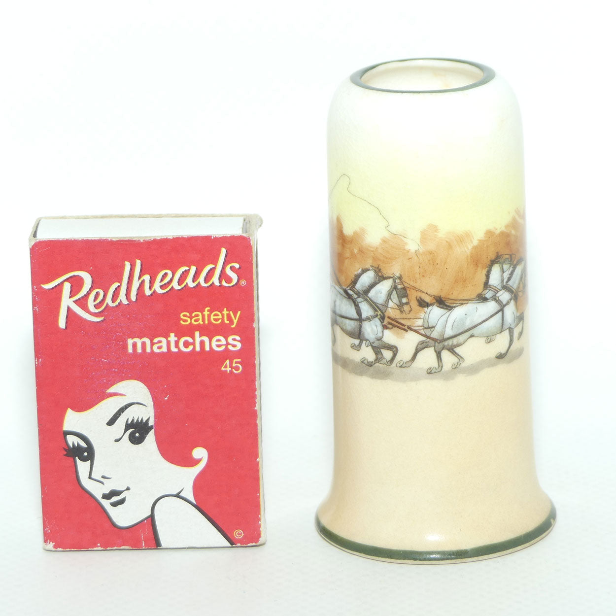 Royal Doulton Coaching Days miniature vase | Cylindrical shape with Flared Base | #2