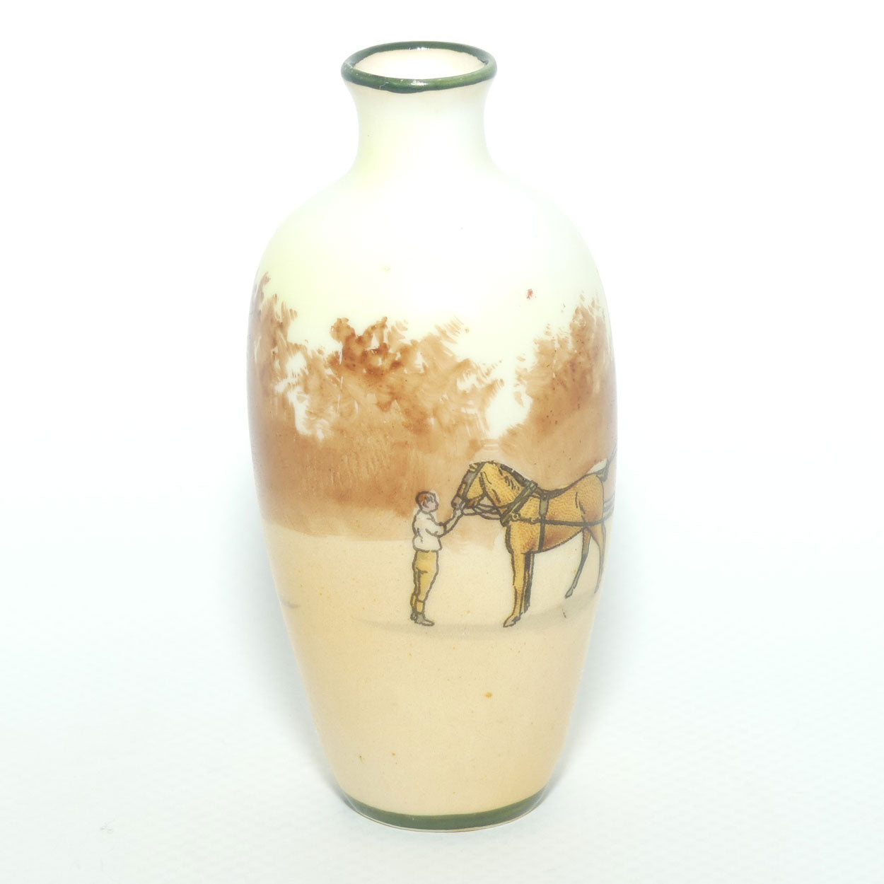 Royal Doulton Coaching Days miniature vase E3804 | Narrow Neck | Youth Holding Horses