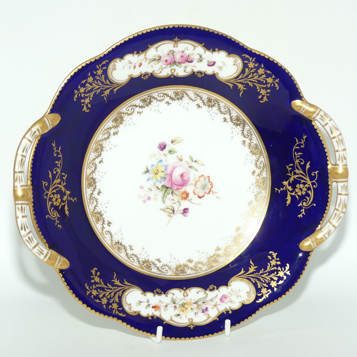 Coalport England Royal Blue and Gilt floral decor server c.1891