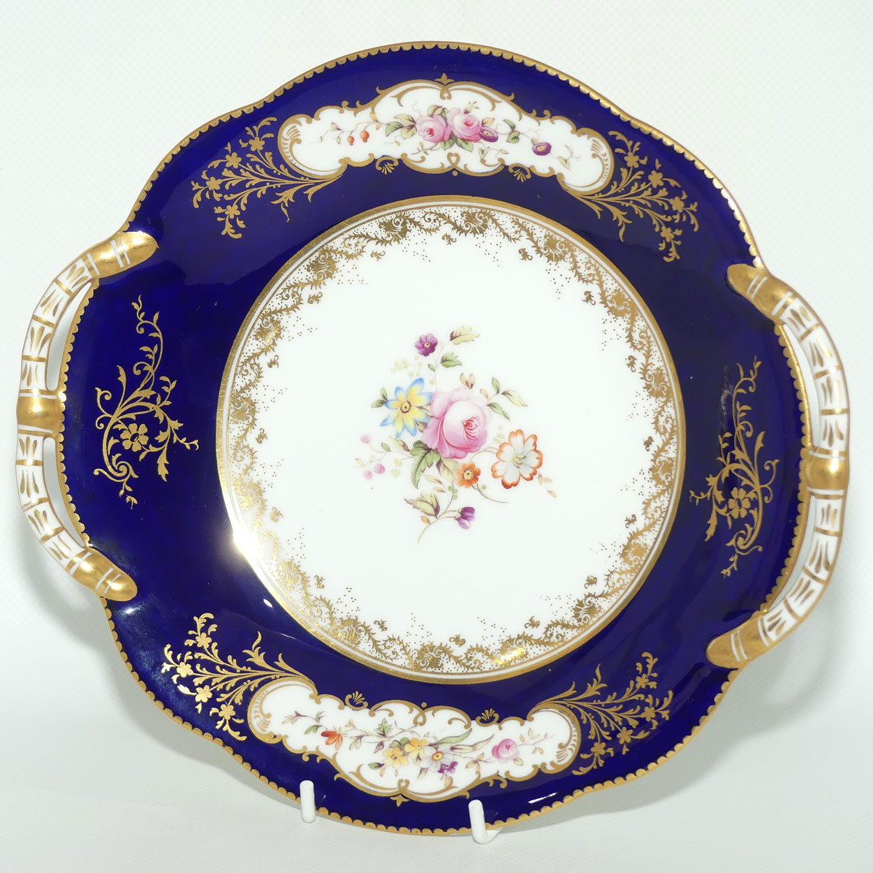 Coalport England Royal Blue and Gilt floral decor server c.1891