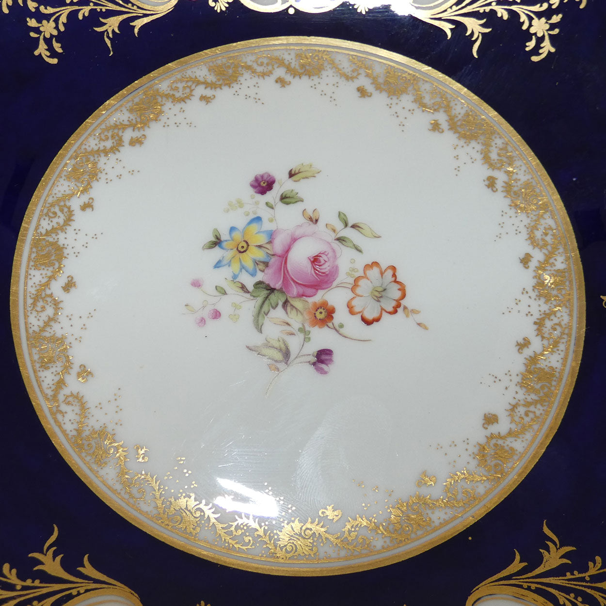 Coalport England Royal Blue and Gilt floral decor server c.1891