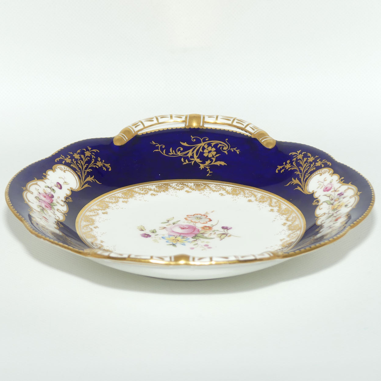 Coalport England Royal Blue and Gilt floral decor server c.1891