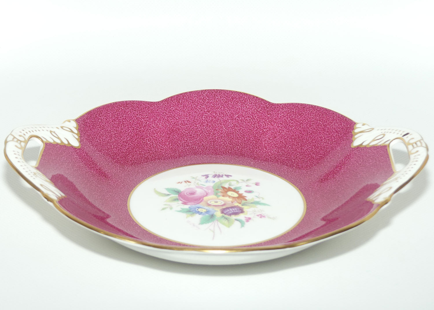 Coalport England Puce and Gilt floral decor server c.1950 | signed D Capey