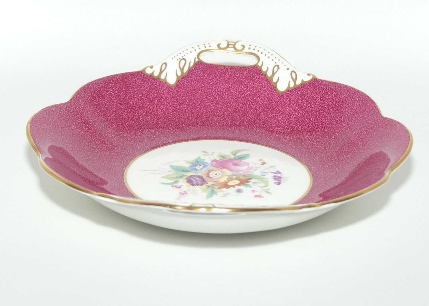 Coalport England Puce and Gilt floral decor server c.1950 | signed D Capey