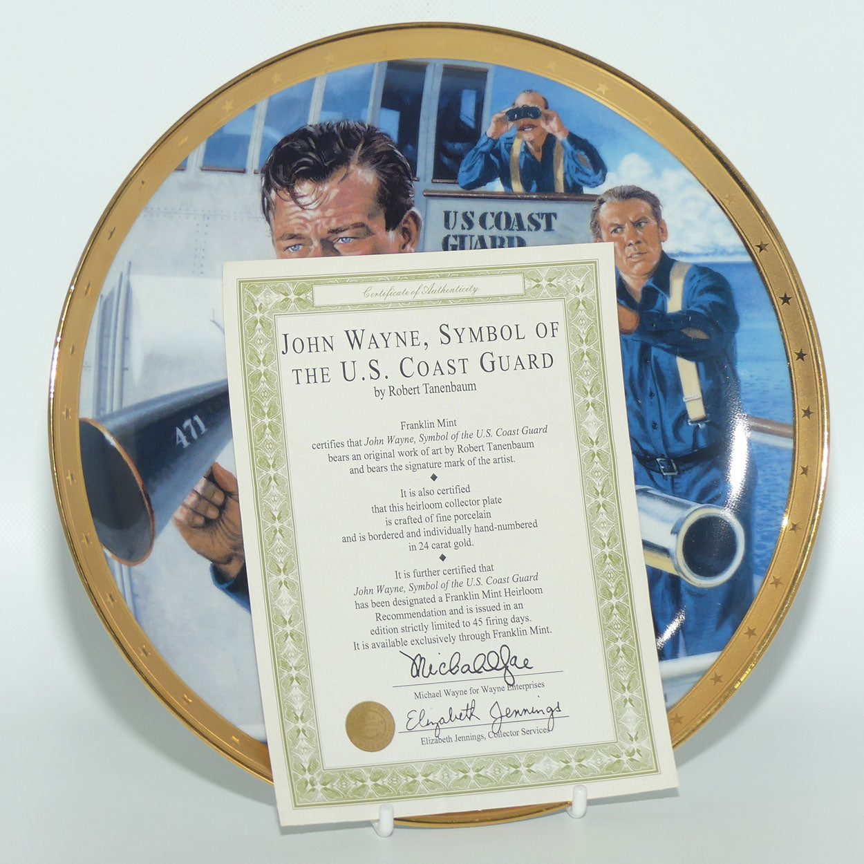 Franklin Mint Heirloom plate | John Wayne | Symbol of the US Coast Guard + Cert