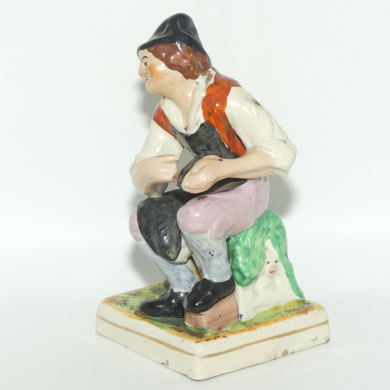 Early Mid 19th Cent Staffordshire Pottery Cobbler figure