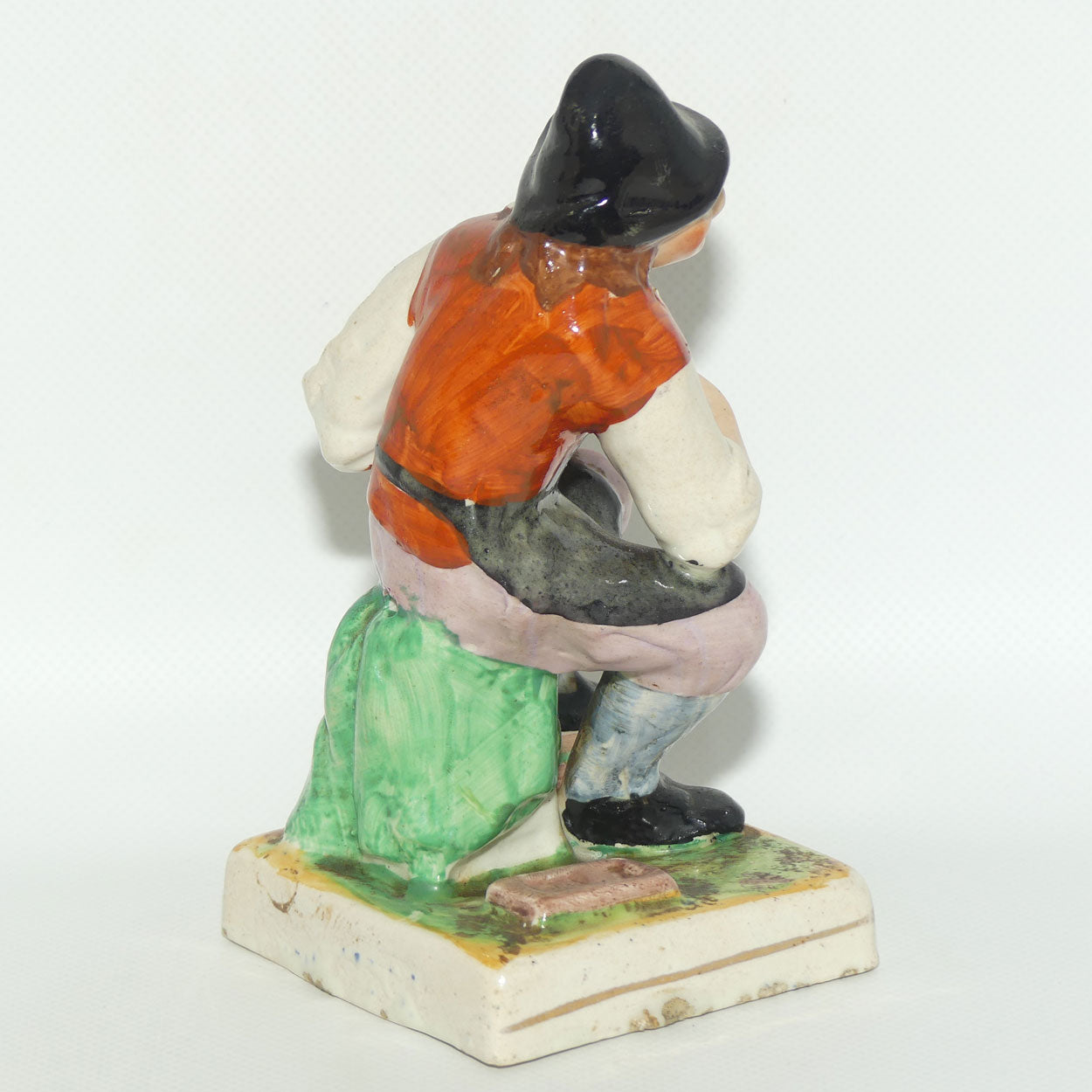 Early Mid 19th Cent Staffordshire Pottery Cobbler figure