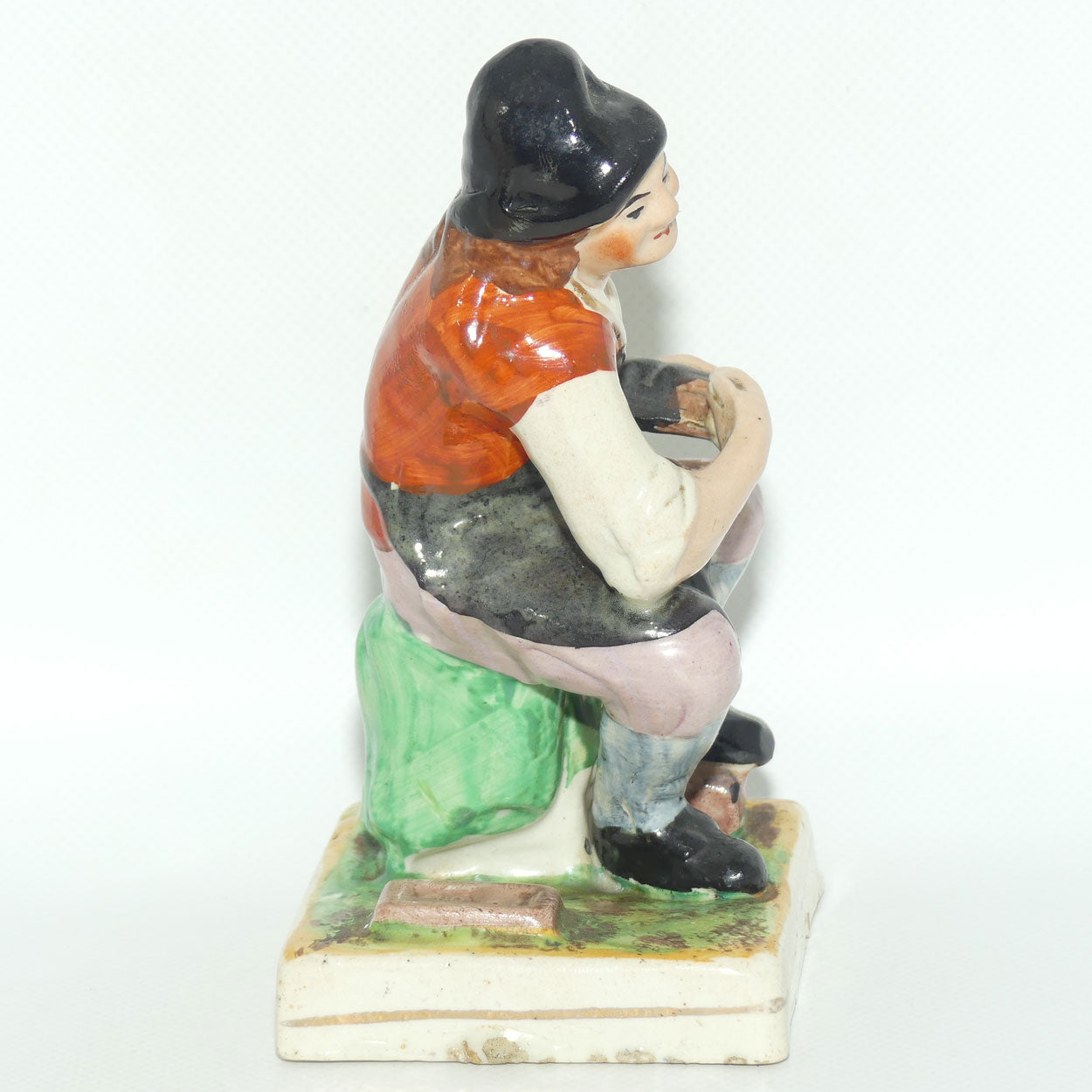 Early Mid 19th Cent Staffordshire Pottery Cobbler figure