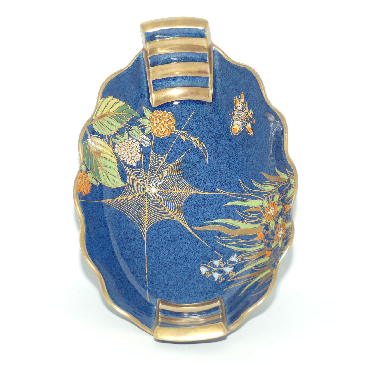 Carlton Ware Blue Spider Web pattern oval bowl | 17.5cm wide
