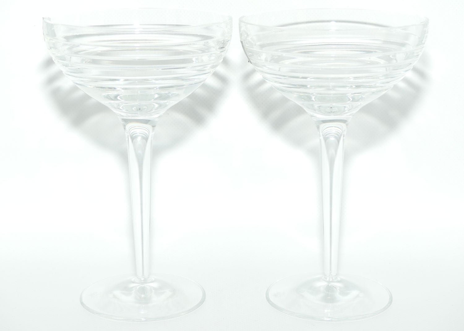 Royal Doulton Crystal Solar pattern | Pair of Champagne Saucers or Cocktail Glasses | 300ml | boxed