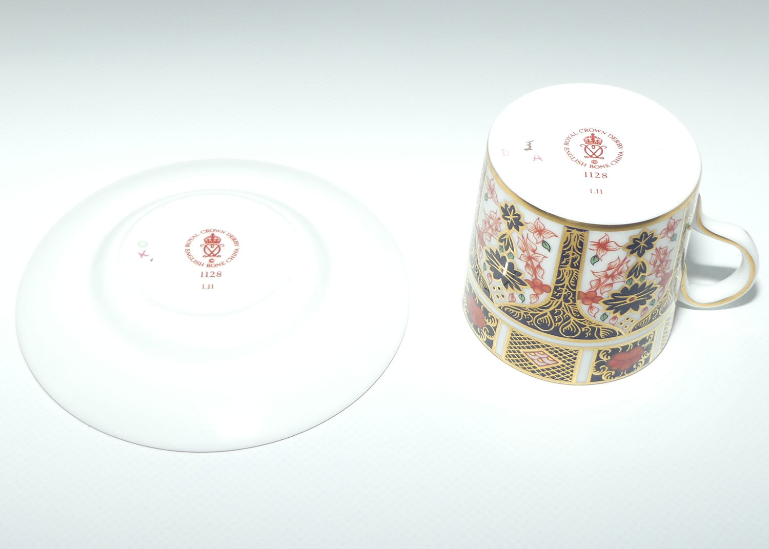 Royal Crown Derby Imari 1128 demi tasse coffee duo 