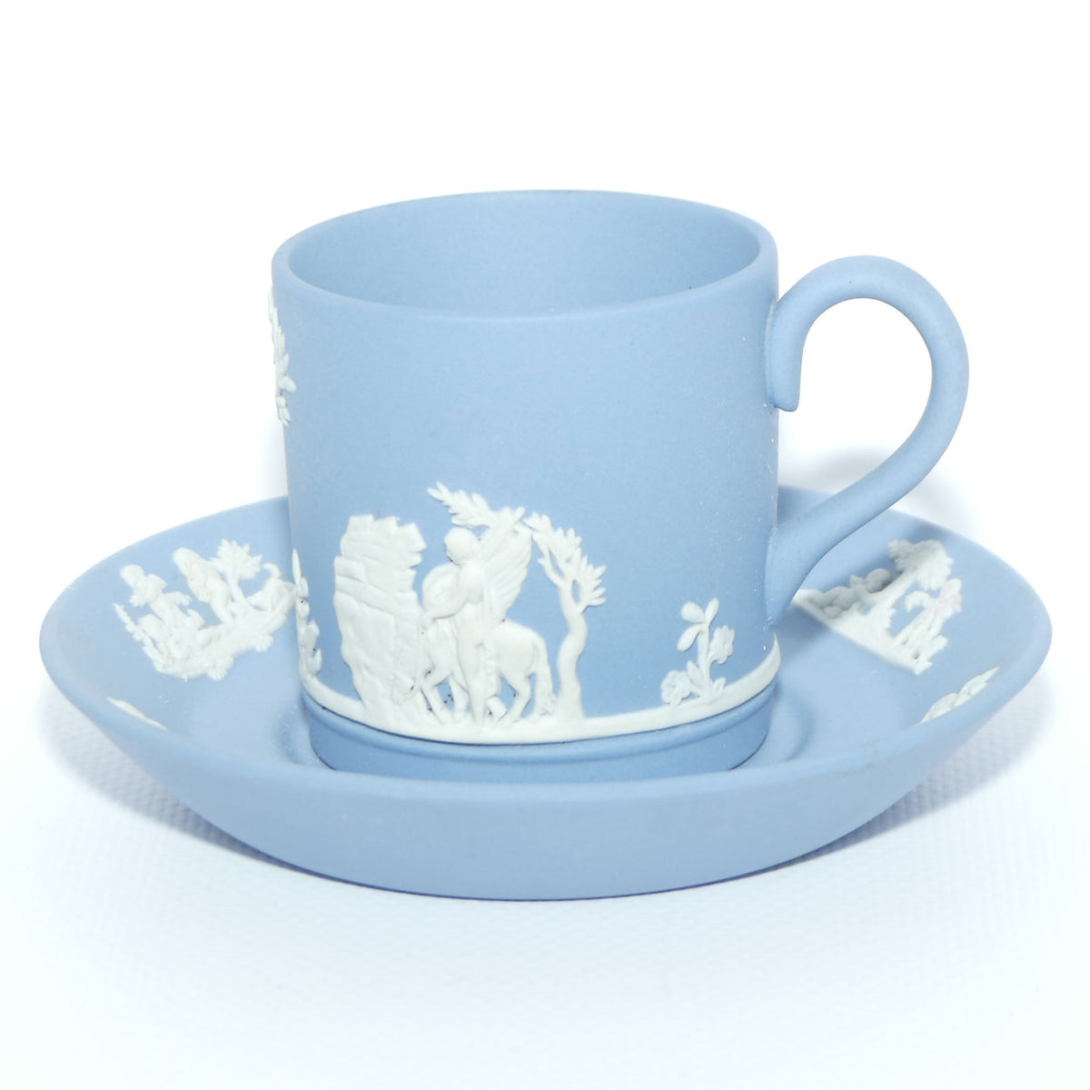 Wedgwood Jasper | White on Pale Blue demi tasse cup and saucer | #1