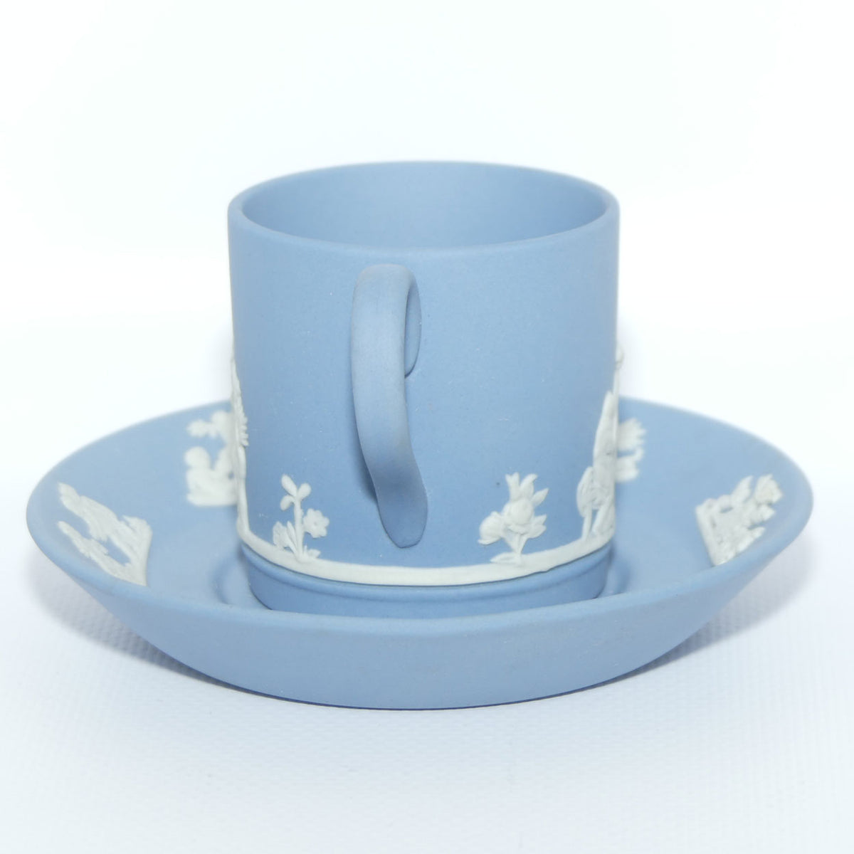 Wedgwood Jasper | White on Pale Blue demi tasse cup and saucer | #1