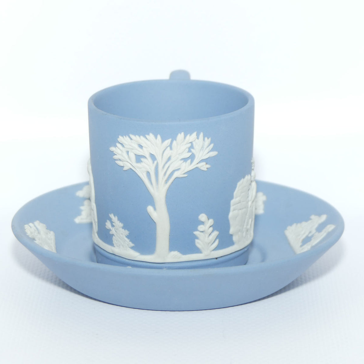 Wedgwood Jasper | White on Pale Blue demi tasse cup and saucer | #1