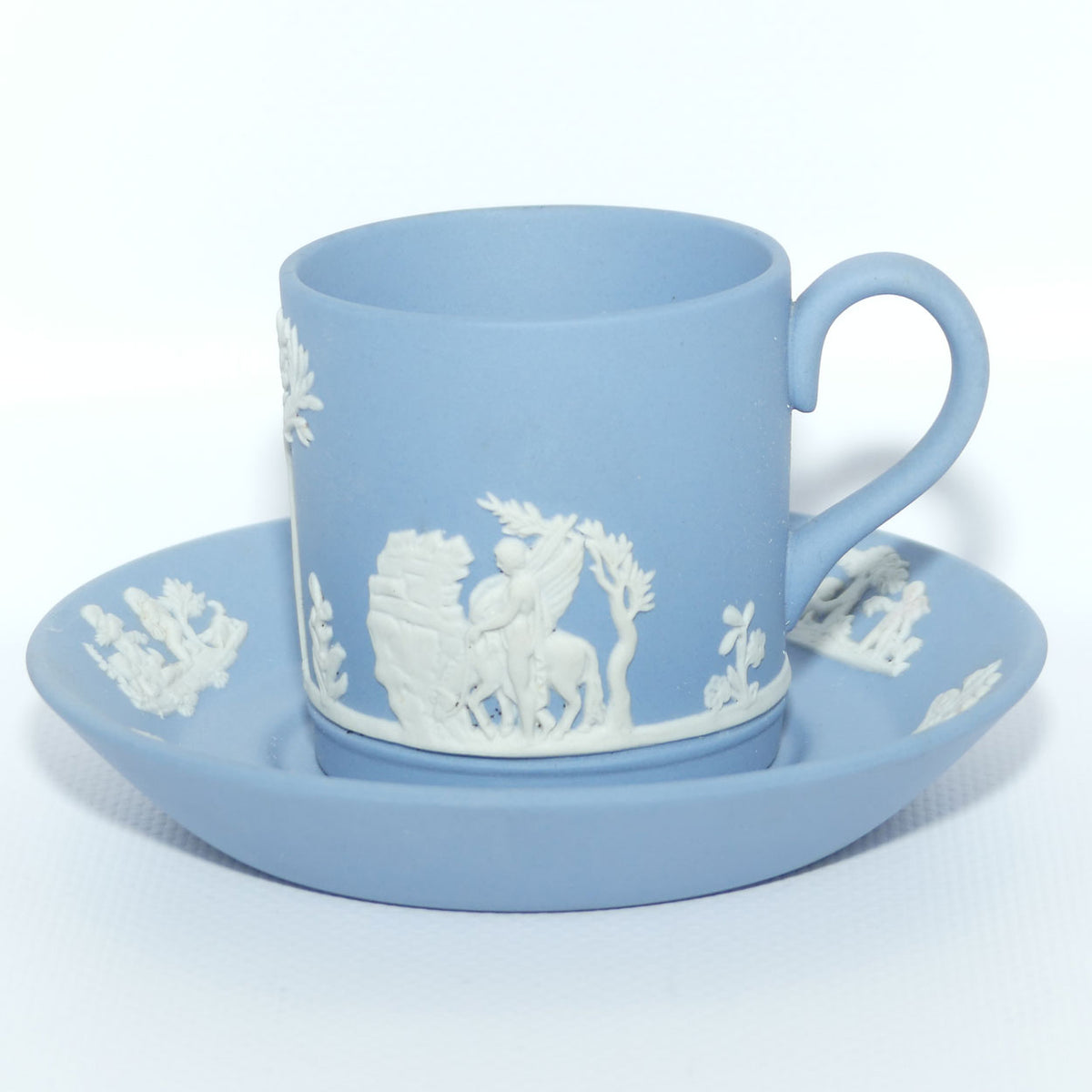 Wedgwood Jasper | White on Pale Blue demi tasse cup and saucer | #1