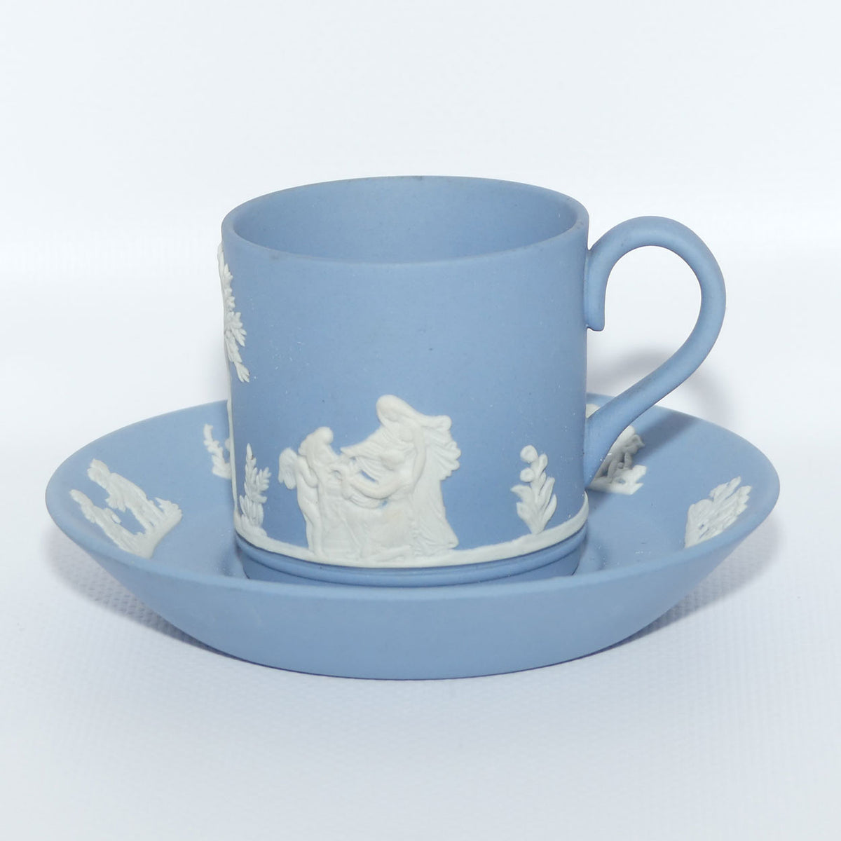 Wedgwood Jasper | White on Pale Blue demi tasse cup and saucer | #2