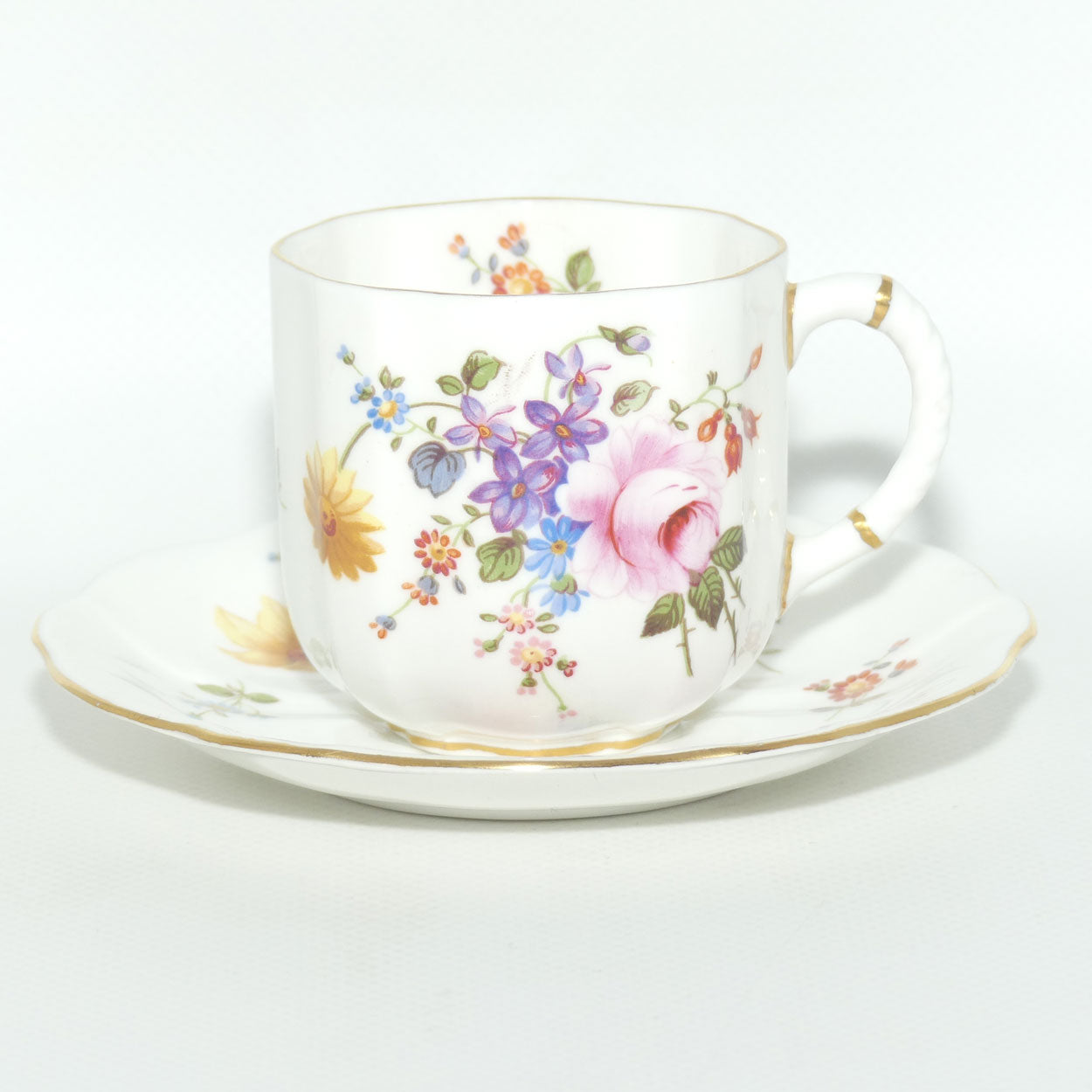 Royal Crown Derby Derby Posies coffee duo | Dark Green Backstamp