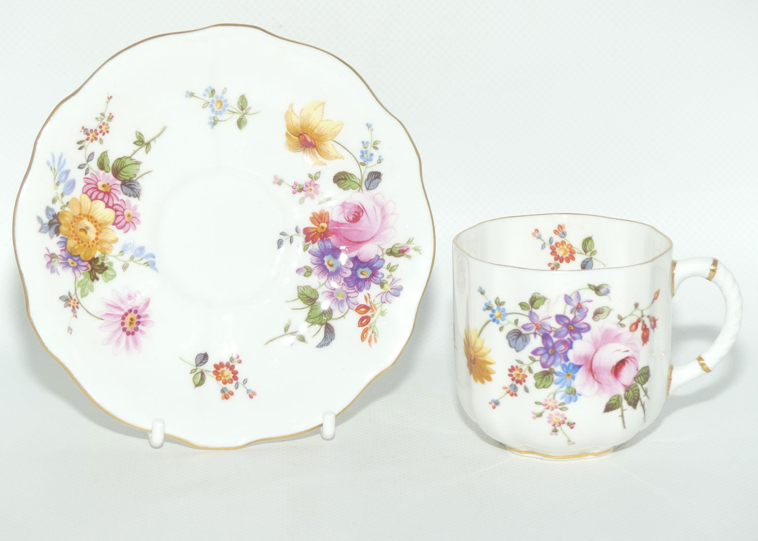 Royal Crown Derby Derby Posies coffee duo | Dark Green Backstamp